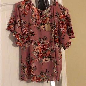Pink floral blouse- Umgee